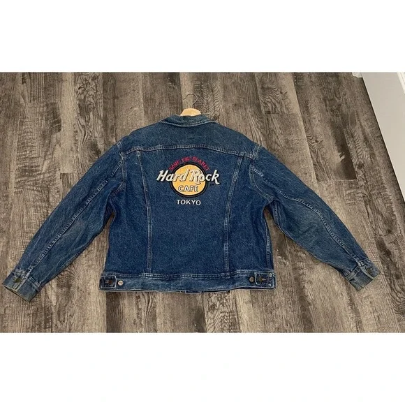 Vintage‎ Lee Denim Large Hard Rock Cafe Tokyo Jacket Embroidered Back 90's Vibes - Picture 7 of 10
